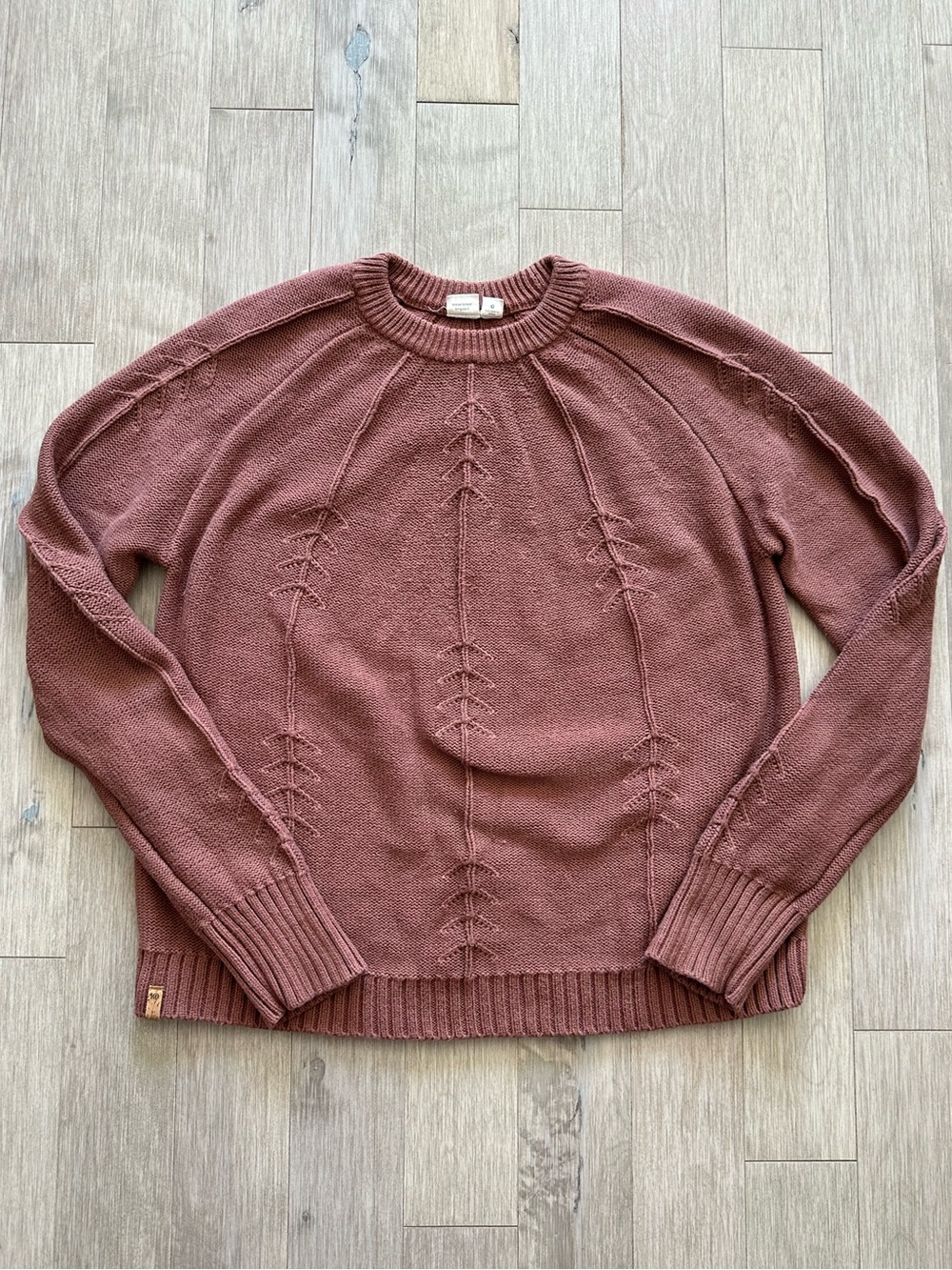 10Tree 100% Organic Cotton Brown Knit Crewneck Sweater Size Large